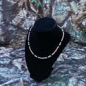 rose gold black and white beaded choker necklace